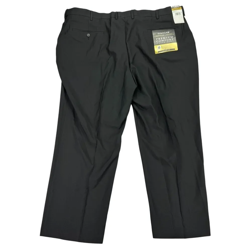Haggar Mens Big & Tall Premium Comfort Classic Fit Dress Pants Black 48x29